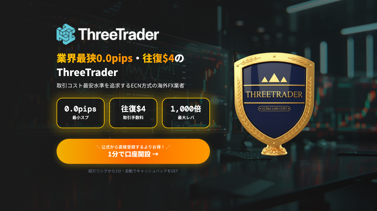 マネーチャージャーのThreeTraderキャッシュバックページ