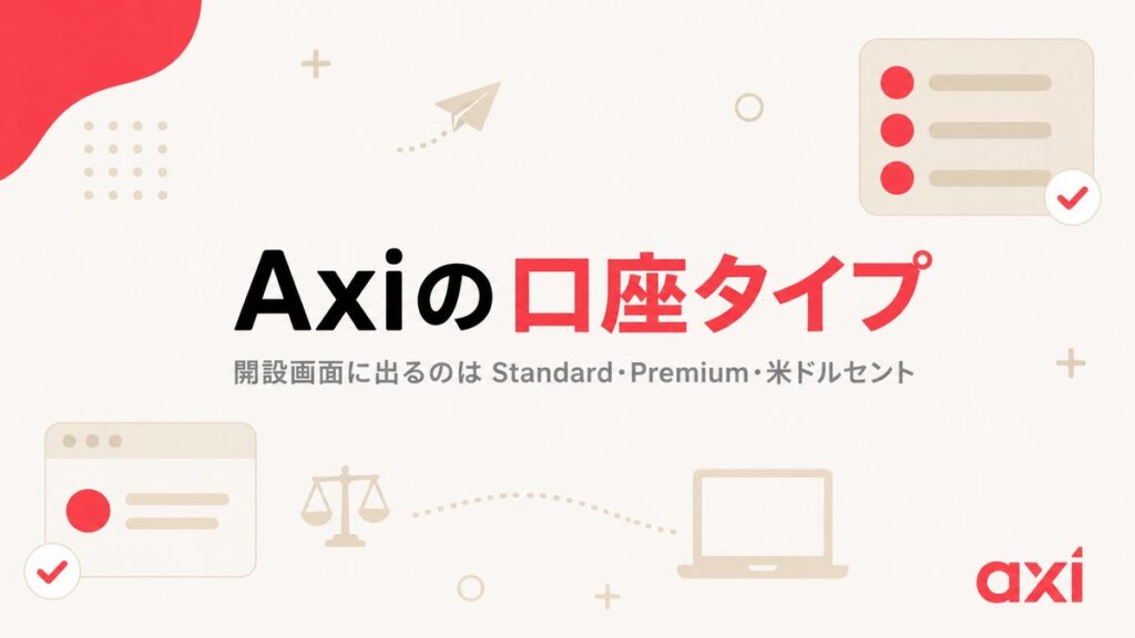Axiの口座タイプ 開設画面に出るのはStandard・Premium・米ドルセント