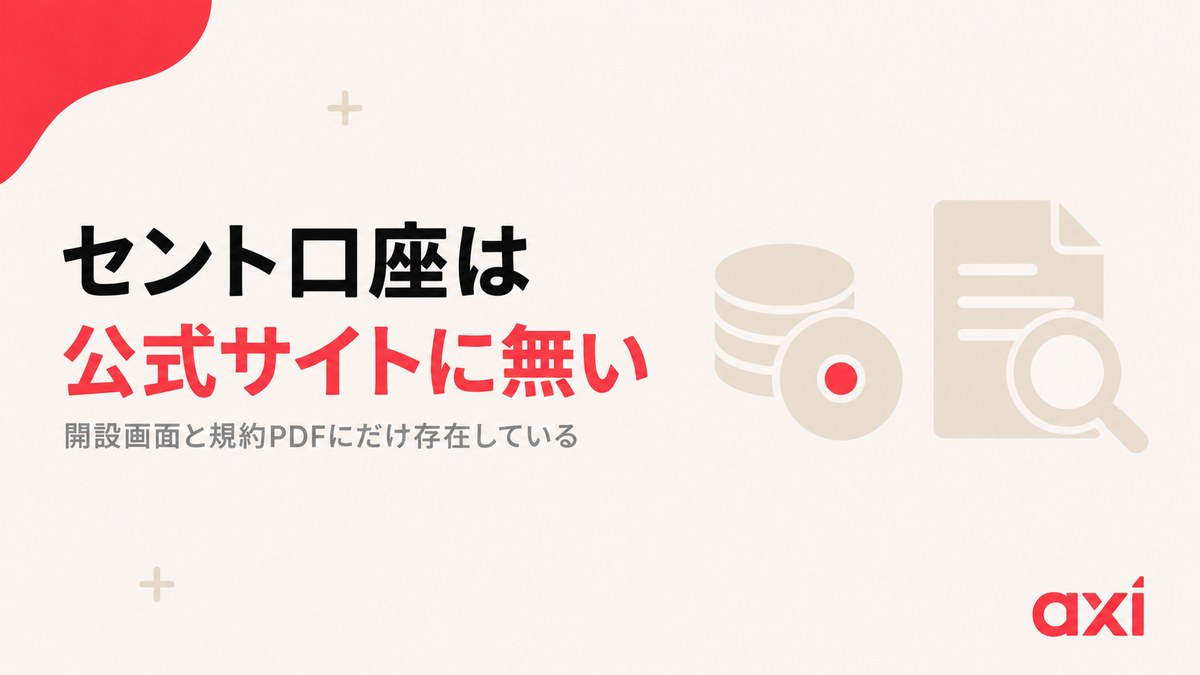 Axiの米ドルセント口座は公式サイトに載っていない