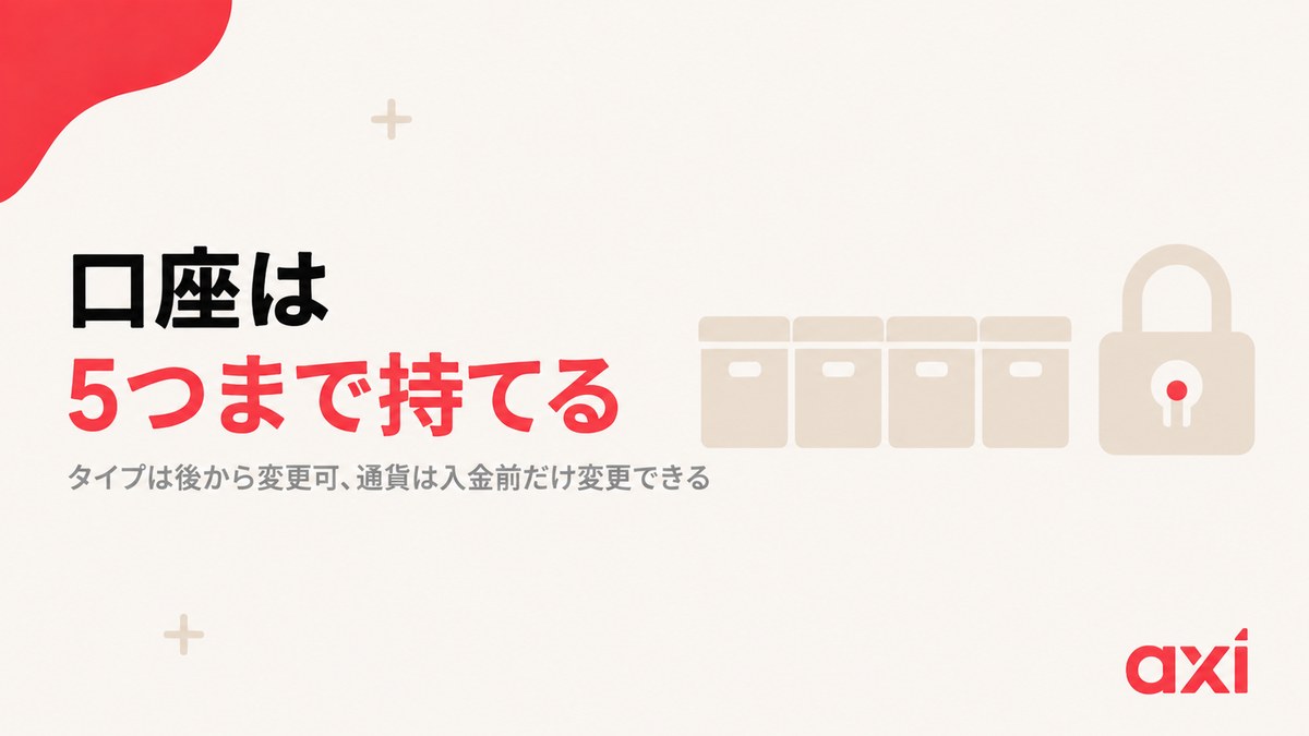 Axiの口座数の上限と口座タイプ・通貨の変更ルール