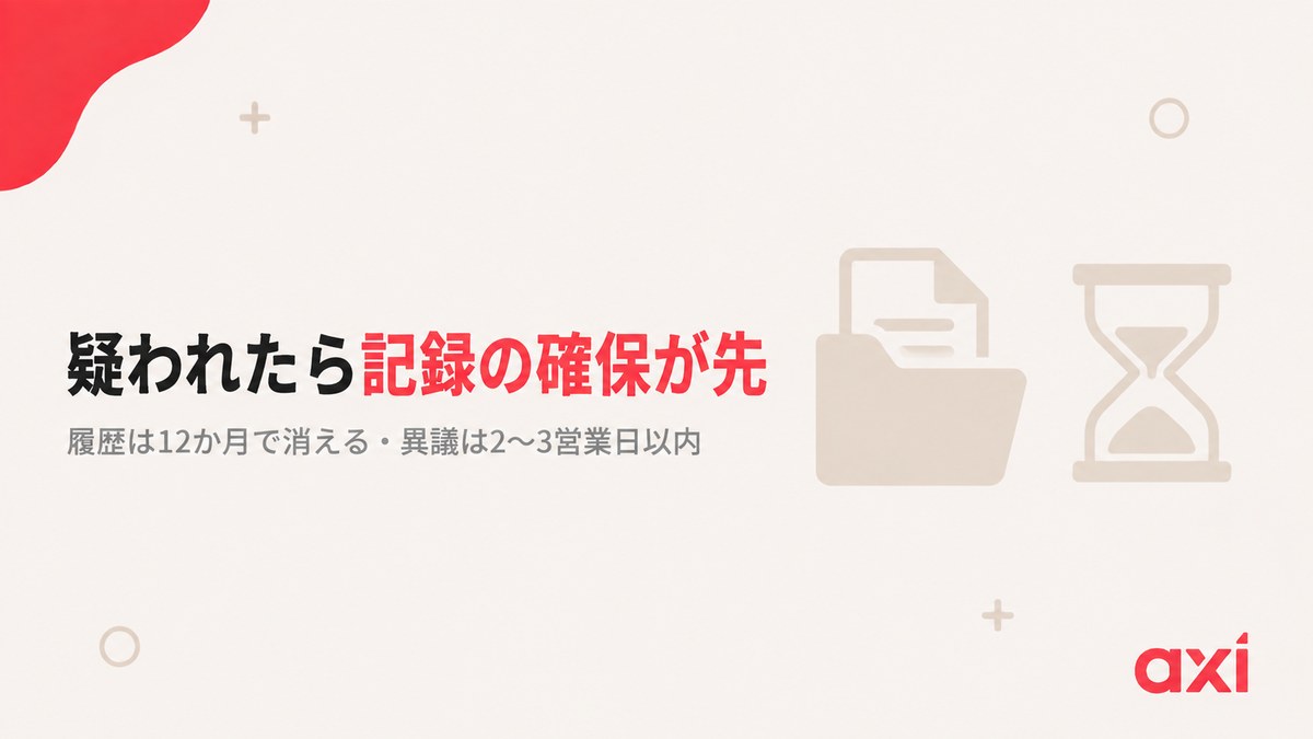 Axiで違反を疑われたら記録の確保が先
