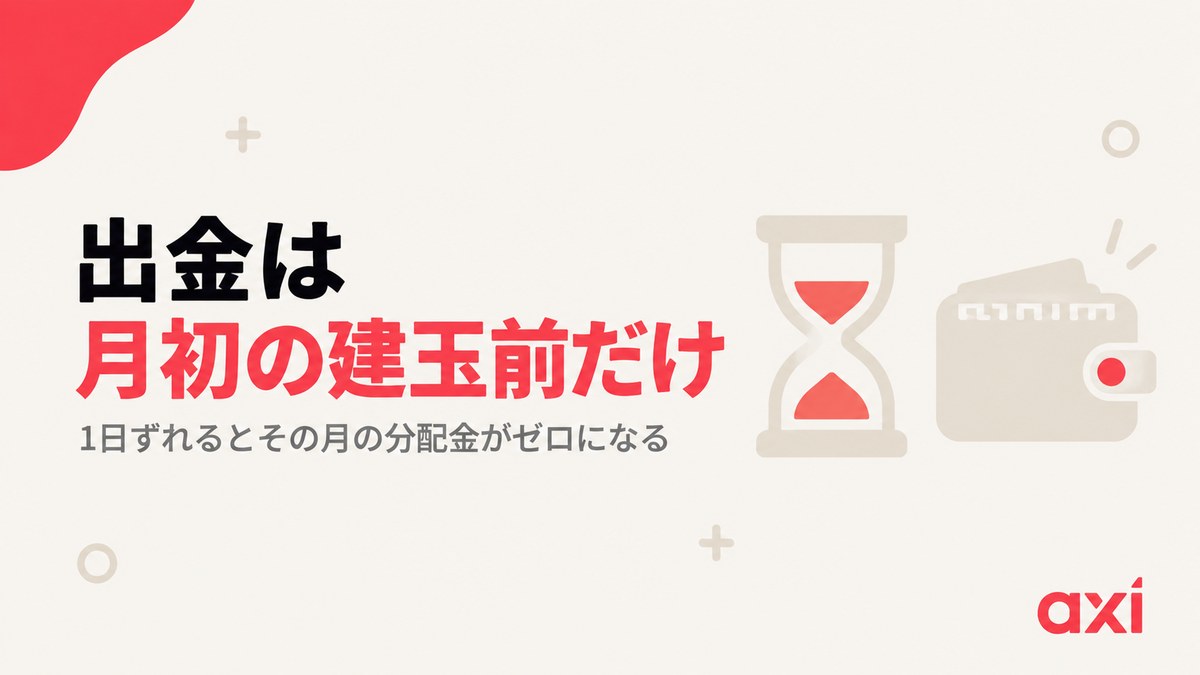 Axi Selectの出金は月初の建玉前だけ|1日ずれると分配金がゼロになる