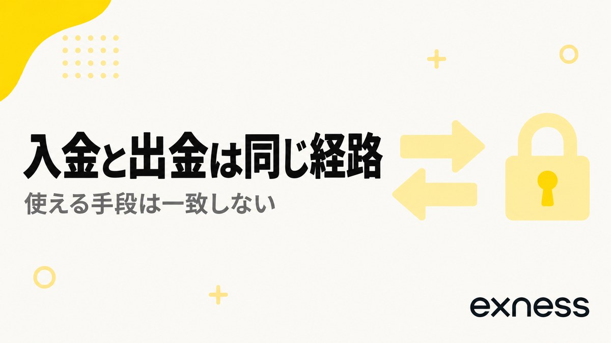 Exnessの入金と出金は同じ経路。使える手段は一致しない