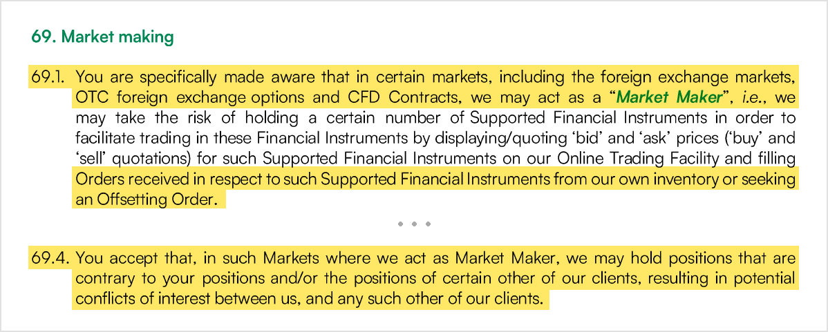 XM利用規約 第69章 Market making
