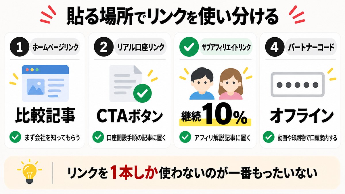 XMのクイックリンク4本とパートナーコードの使い分け
