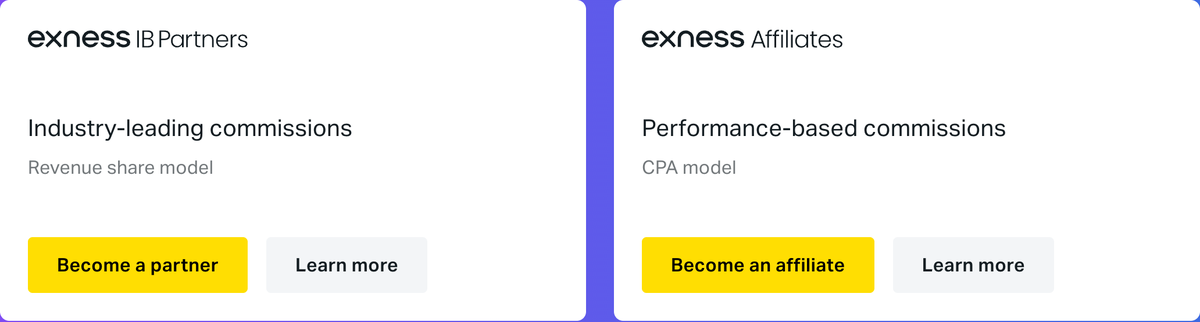 Exnessのパートナープログラムはレベニューシェア型とCPA型から選べる