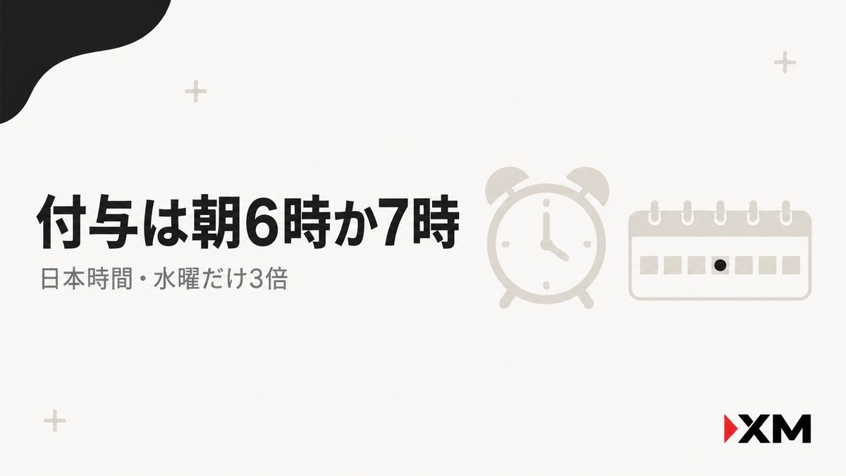 XMのスワップ付与は日本時間の朝6時か7時｜水曜だけ3倍