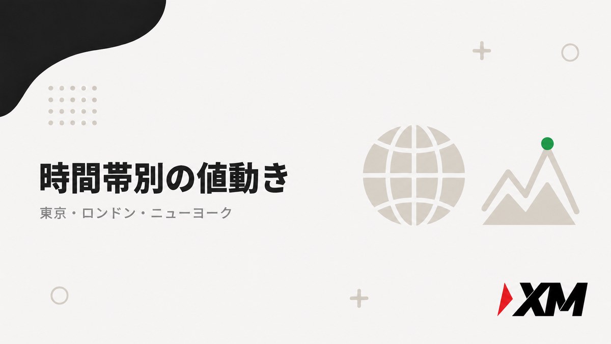 XMの時間帯別の値動きの見出し画像。東京・ロンドン・ニューヨーク