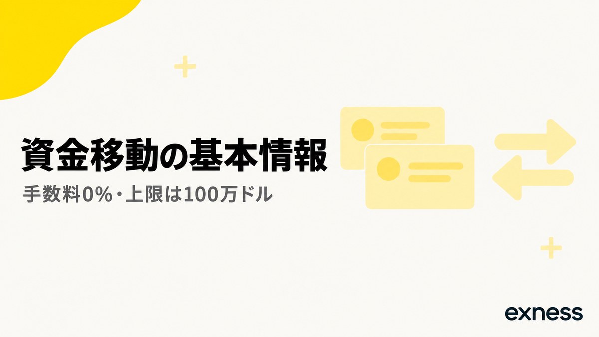 Exnessの資金移動の基本情報。手数料0%・上限は100万ドル