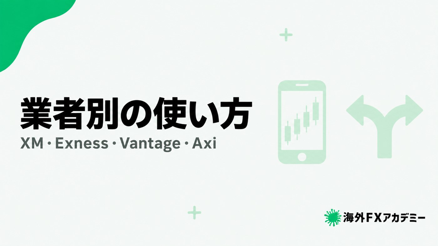 TariTaliの業者別の使い方。XM・Exness・Vantage・Axi