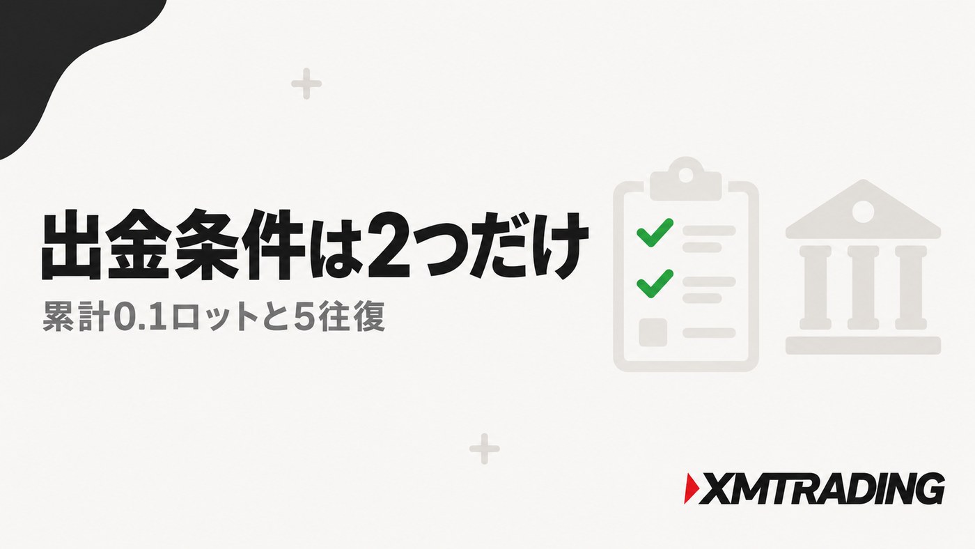 XMの口座開設ボーナスの出金条件は2つだけ|累計0.1ロットと5往復