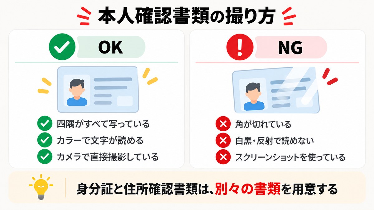 XMの本人確認書類の撮り方(OK例とNG例)
